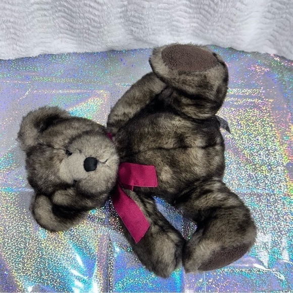 Danny Plush Teddy Bear 12” Sitting Faux Mink Animal Plush Bombay Russ Berrie Bow - Picture 7 of 10